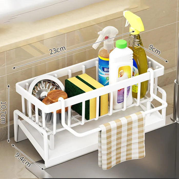 1pcs Kitchen Sink Drain Rack Organizer Plastic Self-draining Sink Shelf Soap Sponge Holder Dishcloth Towel Rack Filter Basket