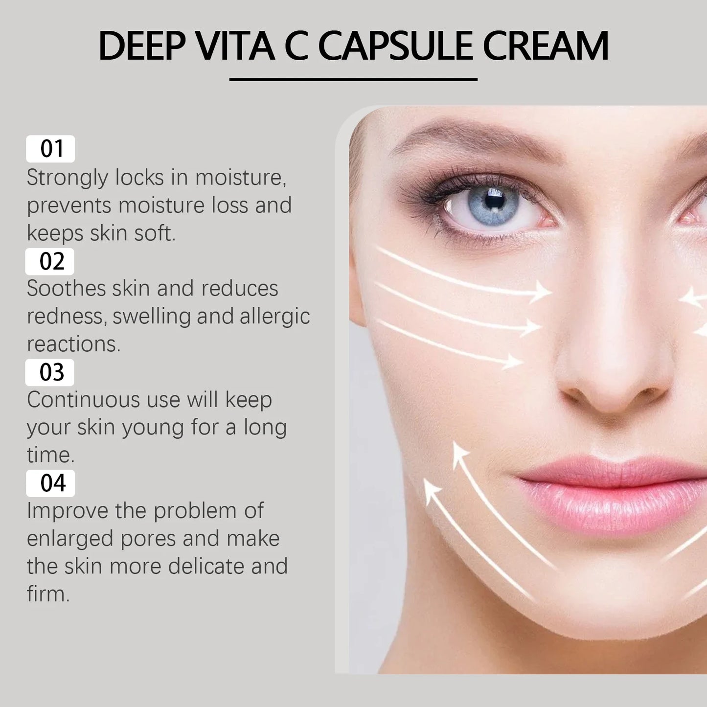 Vitamin C Capsule Facial Cream Even Skin Tone Pigmentation Removal Hydrated Skin Moisturizing Brightening Firming Face Cream
