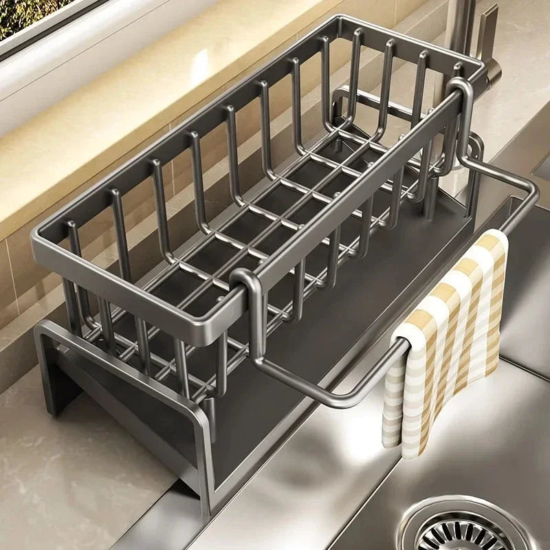 1pcs Kitchen Sink Drain Rack Organizer Plastic Self-draining Sink Shelf Soap Sponge Holder Dishcloth Towel Rack Filter Basket