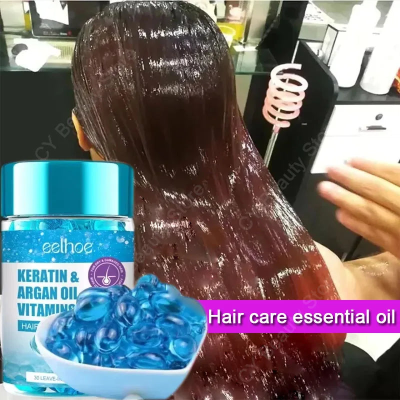 Magic Hair Vitamin Capsule Keratin Oil Fast Restore Hair Soft Smooth Shiny Deep Moisturizer Frizzy Dry Scalp Hair Care Products