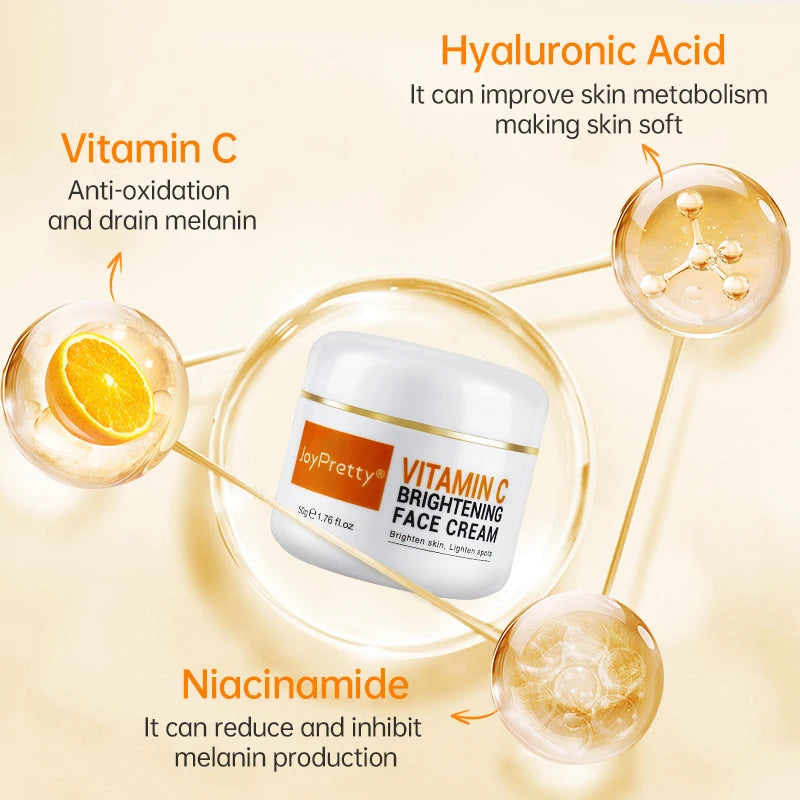 JoyPretty Vitamin C Face Cream Whitening Dark Spots Remover Niacinamide Moisturizing Facial Cream Skin Care Product