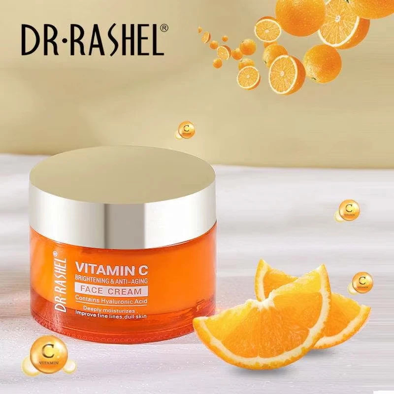 Vitamin C Face Cream Whitening Moisturizing Improve Fine Lines Dull Skin Hyaluronic Acid Serum