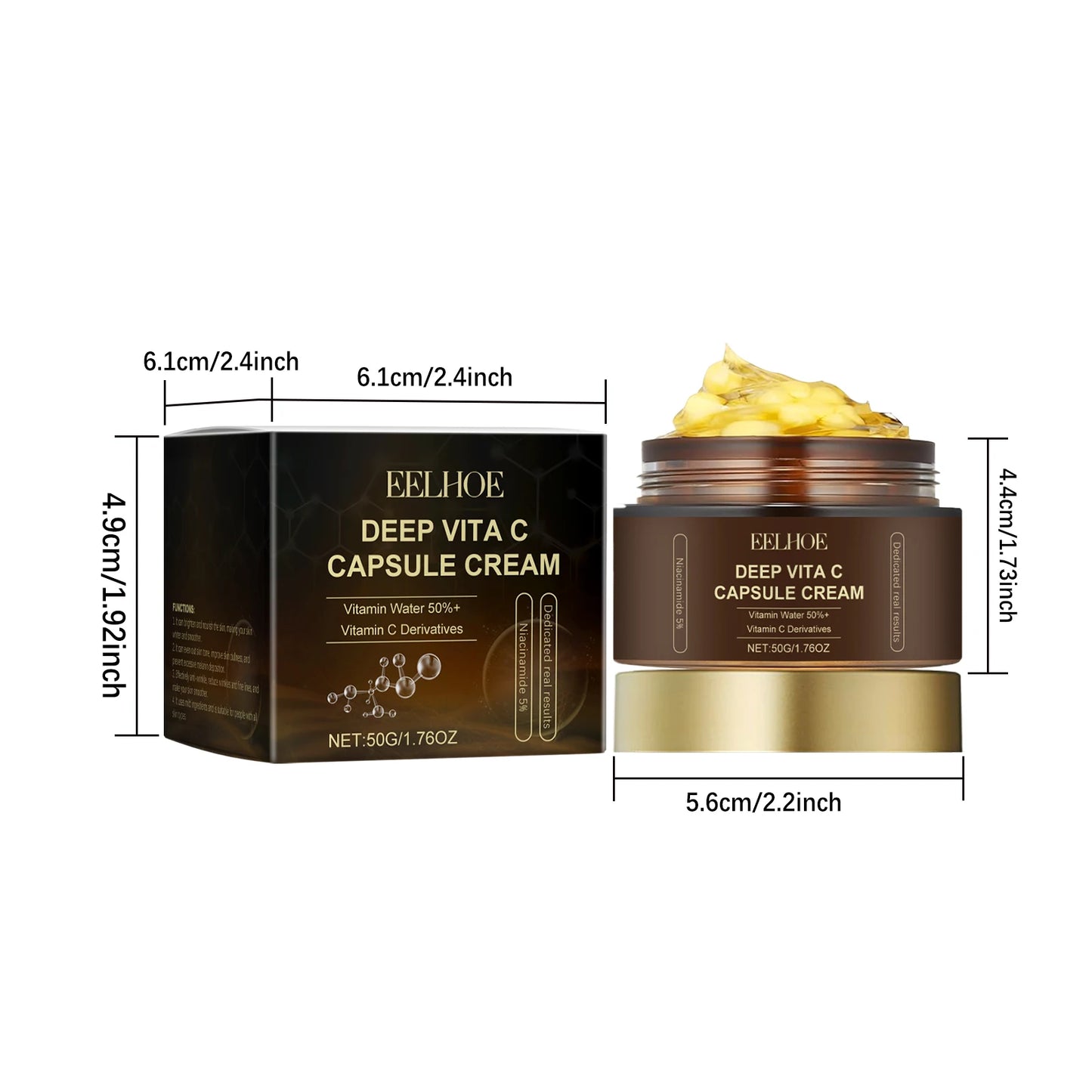 Vitamin C Capsule Facial Cream Even Skin Tone Pigmentation Removal Hydrated Skin Moisturizing Brightening Firming Face Cream