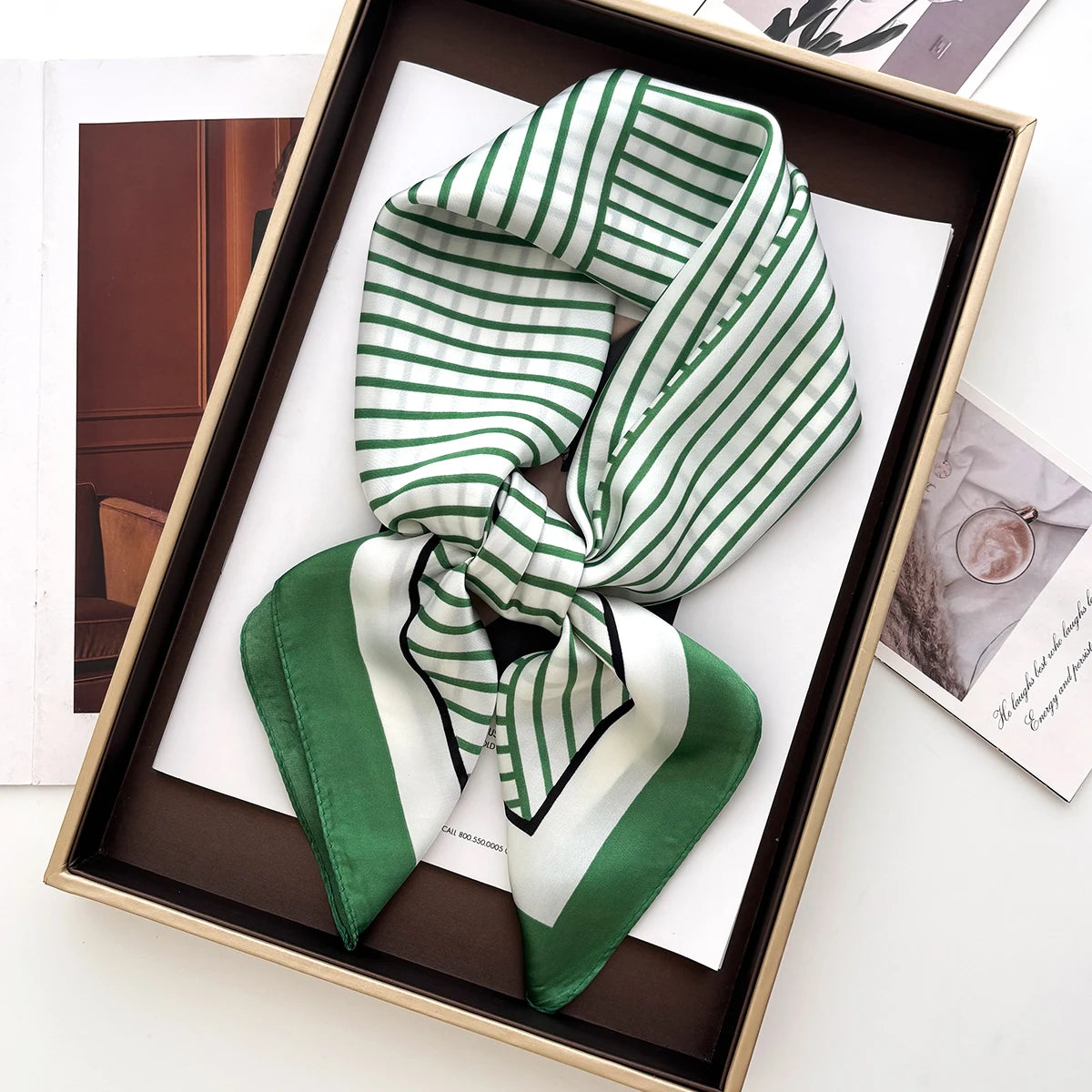 Luxury Print Scarf For Women Elegant Bag Ribbon Ladies Headband Floral Neck Scarves Neckerchief Bandanas For Beach Travel