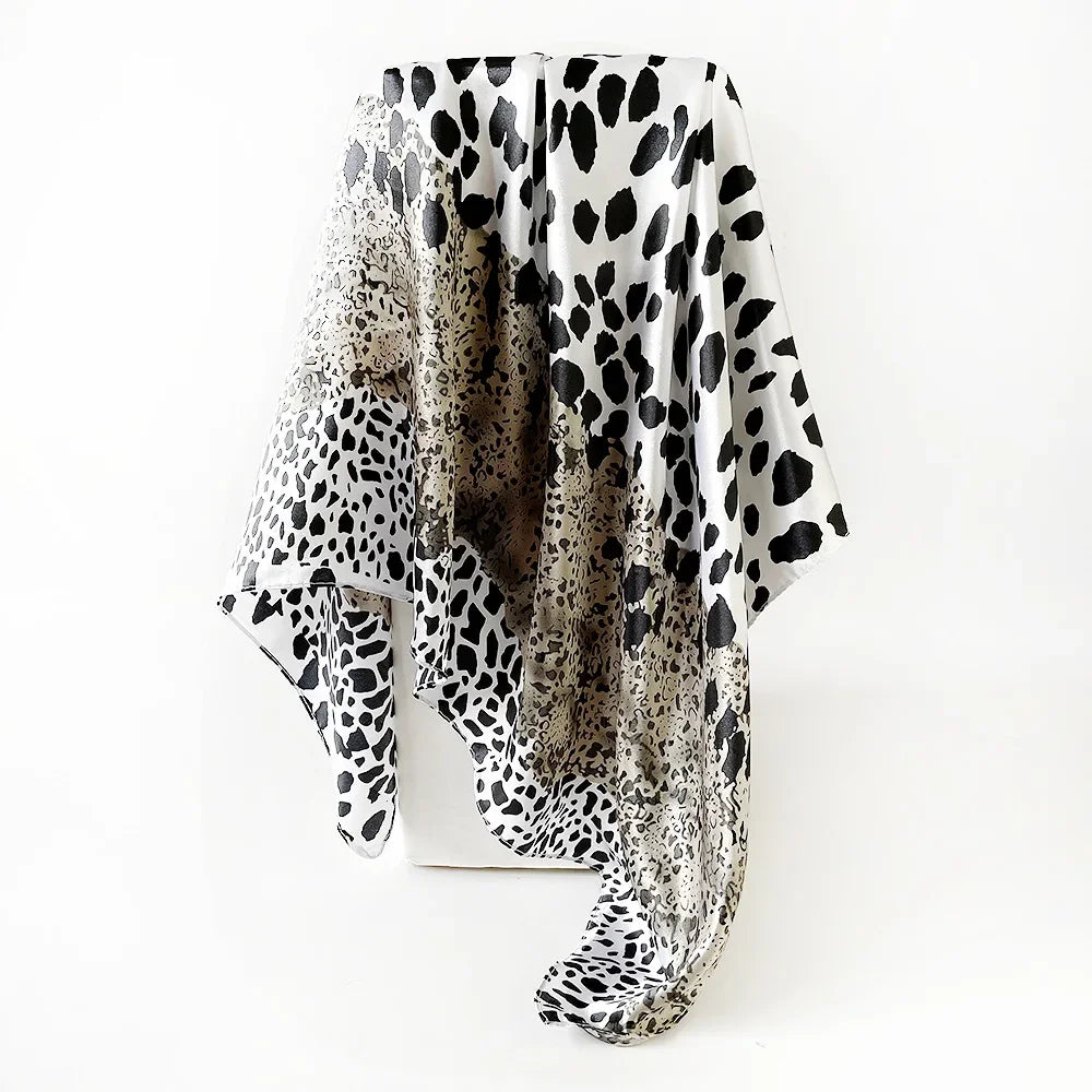 New Leopard Print Silk Scarf Women's Headscarf European and American 90cm * 90 Shawl