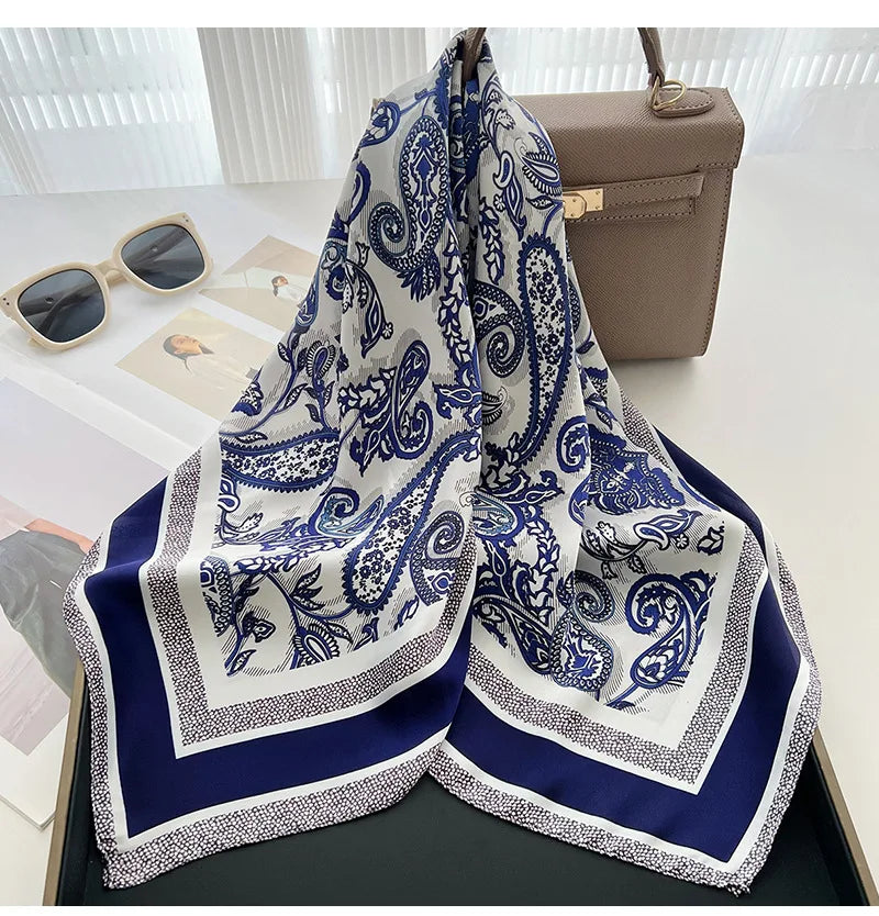 Square Scarf For Women Breathable Bandanna Luxury Headband Hair Scarf Soft Stain Neckerchief Spring/Summer Head Scarf