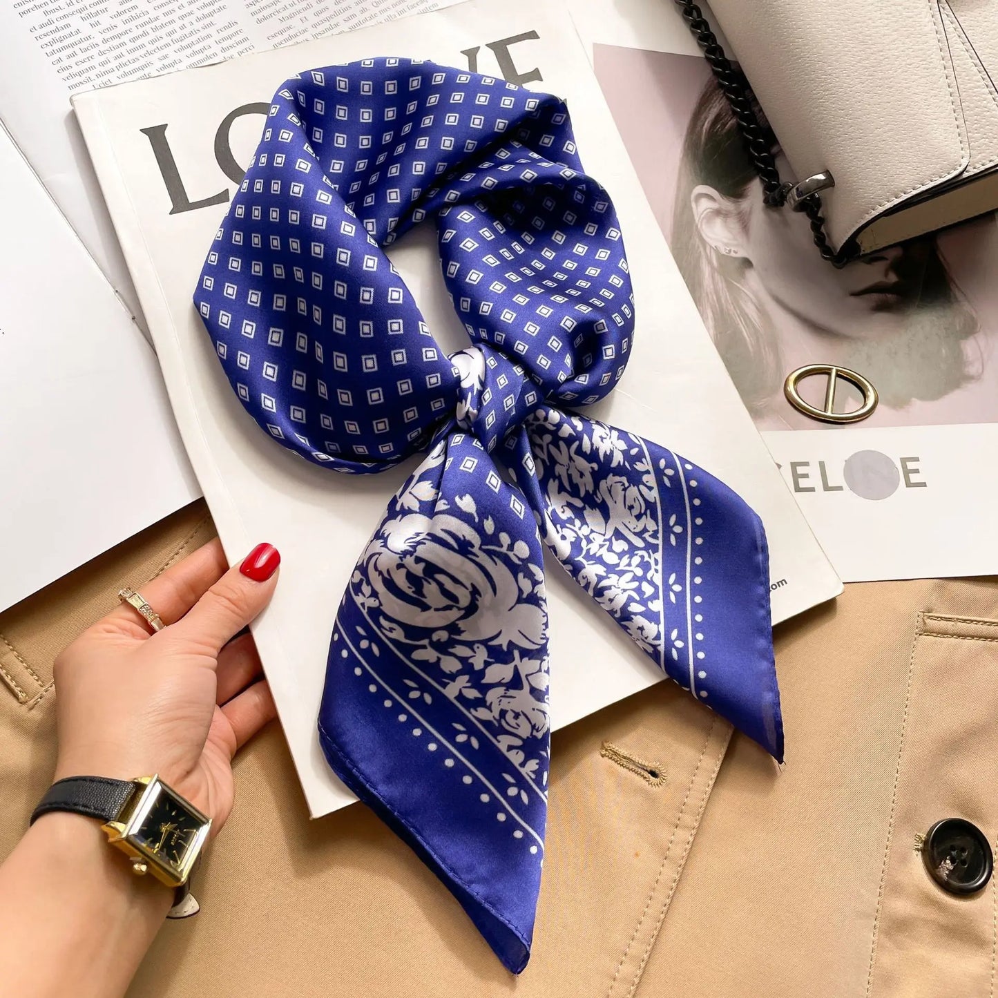 Luxury Horse Silk Shawl Square Scarf For Women Print Hijab Summer Wraps Neckerchief Female 70*70cm Handkerchief Bandana Girl