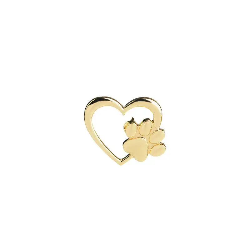 Heart with Paw Badge Brooch Alloy Love Heart with Dog Paw Designs Brooches Gifts for Jewelry Making Clothes Bags Supplies