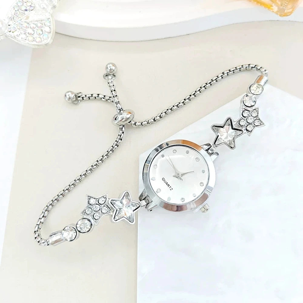 New Fashion Women Watches Simple Rhineston Luxury Watch Women Pentagram Wristwatch Clock Watch Quartz Watch Relogio Feminino