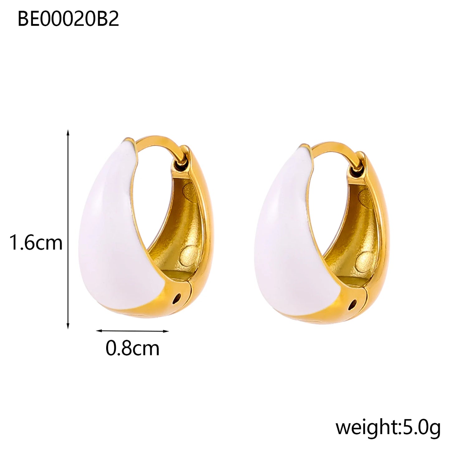 Glamour Jewelry Stainless Steel Dripping Oil Black White Colorful Enamel Hoop Earrings Geometric Enamel Stud Earrings for Women