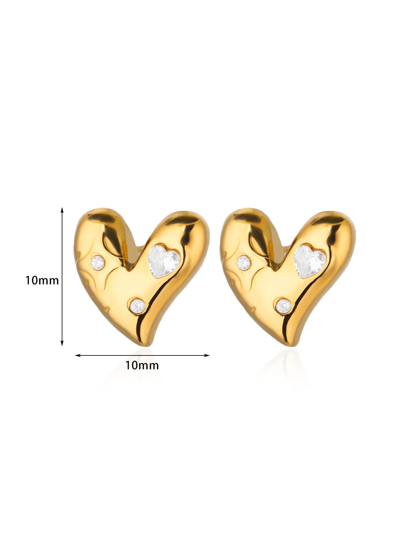 Fashion Zircon Heart Stud Earrings For Women Gold Color Stainless Steel Heart Earring Wedding Aesthetic Jewelry Gift Femme