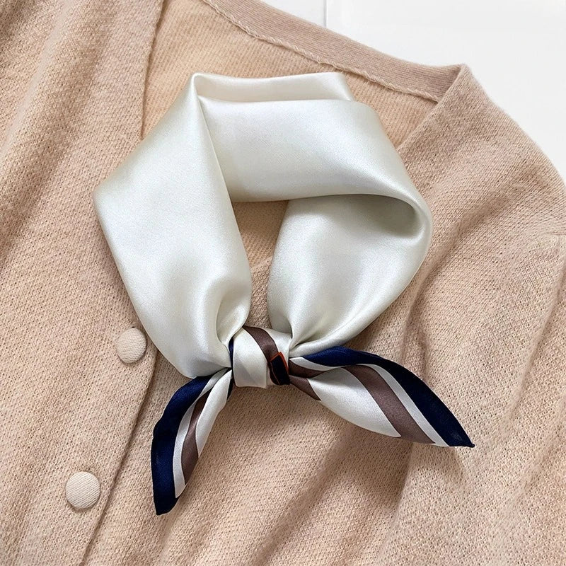 New Pure Silk Scarf Women Fashion 100% Mulberry Silk 53cm Square Scarves Shawl Pashmina Poncho Hijab Neckerchief Foualrd Bandana