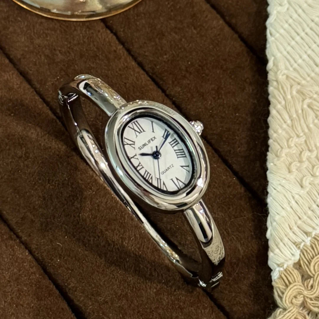 Women Rome Dial Quartz Watch Brand Luxury Gold Colors Bangle Oval Wristwatch Relogio Feminino Gifts Clock Montre Femme