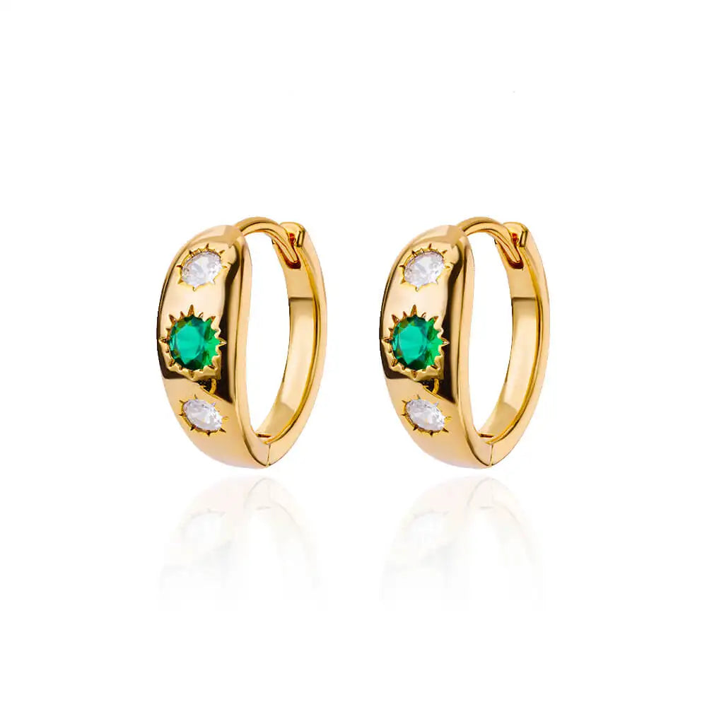 Zircon Round Star Earring For Women Geometric Stainless Steel Heart Hoop Earring Party Wedding Aesthetic Jewelry Gift