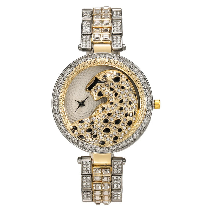 Leopard Head Women's Watches Diamonds Quartz Fashion Personality Ladies Jewelry Temperament Bracelet Watch UTHAI H30