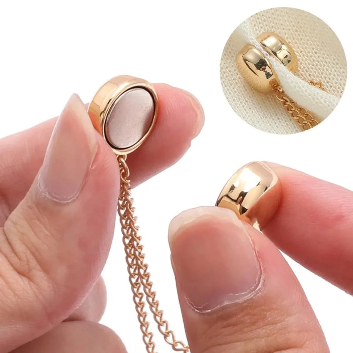 1PC Exquisite Chain Brooch Buckle Magnetic Clothing Clips Nail Free Clothes Scarf Trouser Legs Cuff Buckle Buttons Sewing Simple