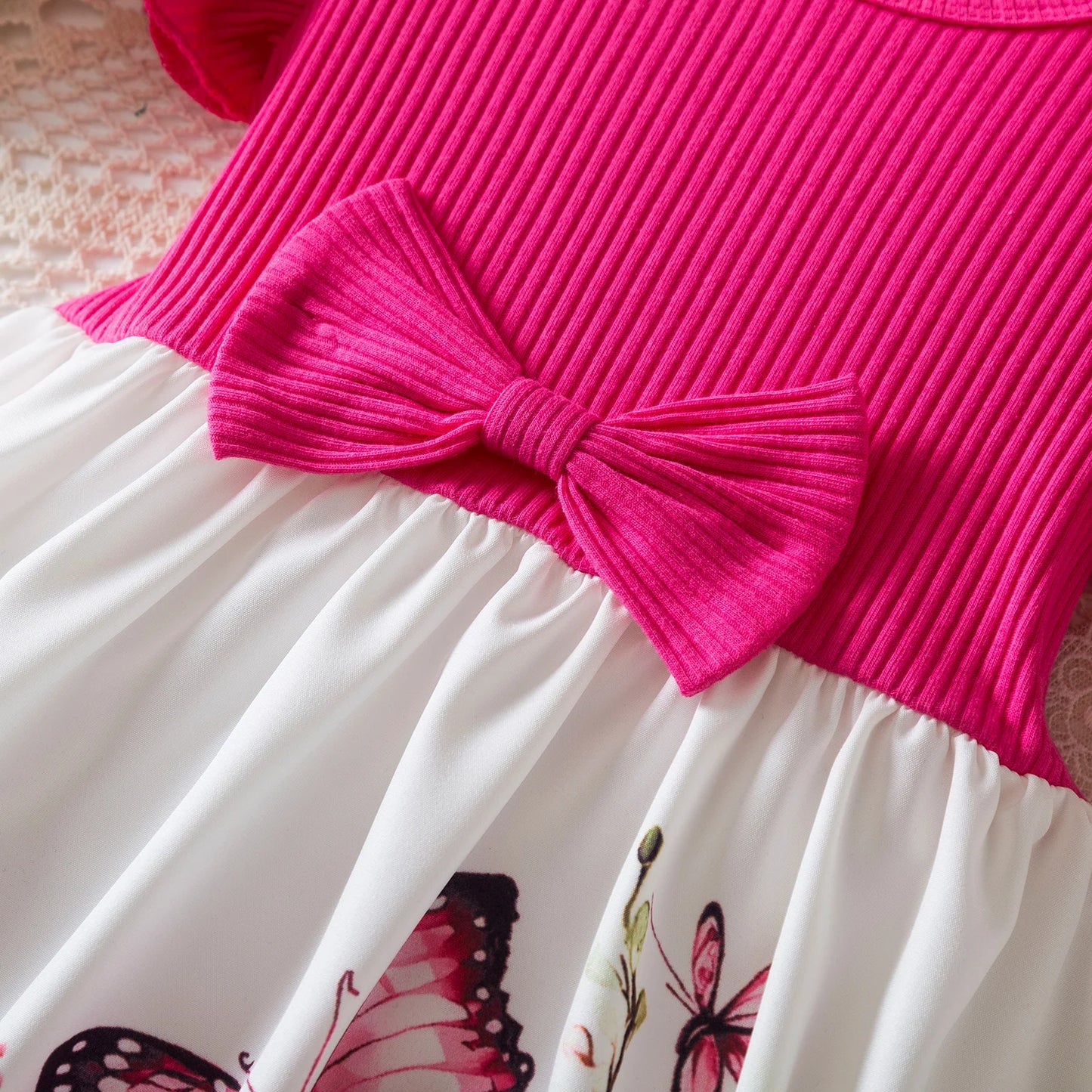 Girls Butterfly Print Princess Dress Kids Summer Ruffles Sleeve Elegant Party Clothes Children 3-8 Years Wedding Casual Dress