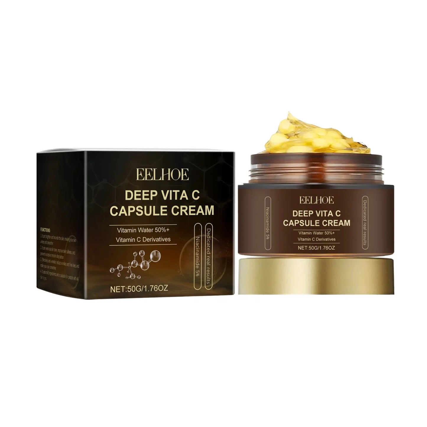 Vitamin C Capsule Facial Cream Even Skin Tone Pigmentation Removal Hydrated Skin Moisturizing Brightening Firming Face Cream