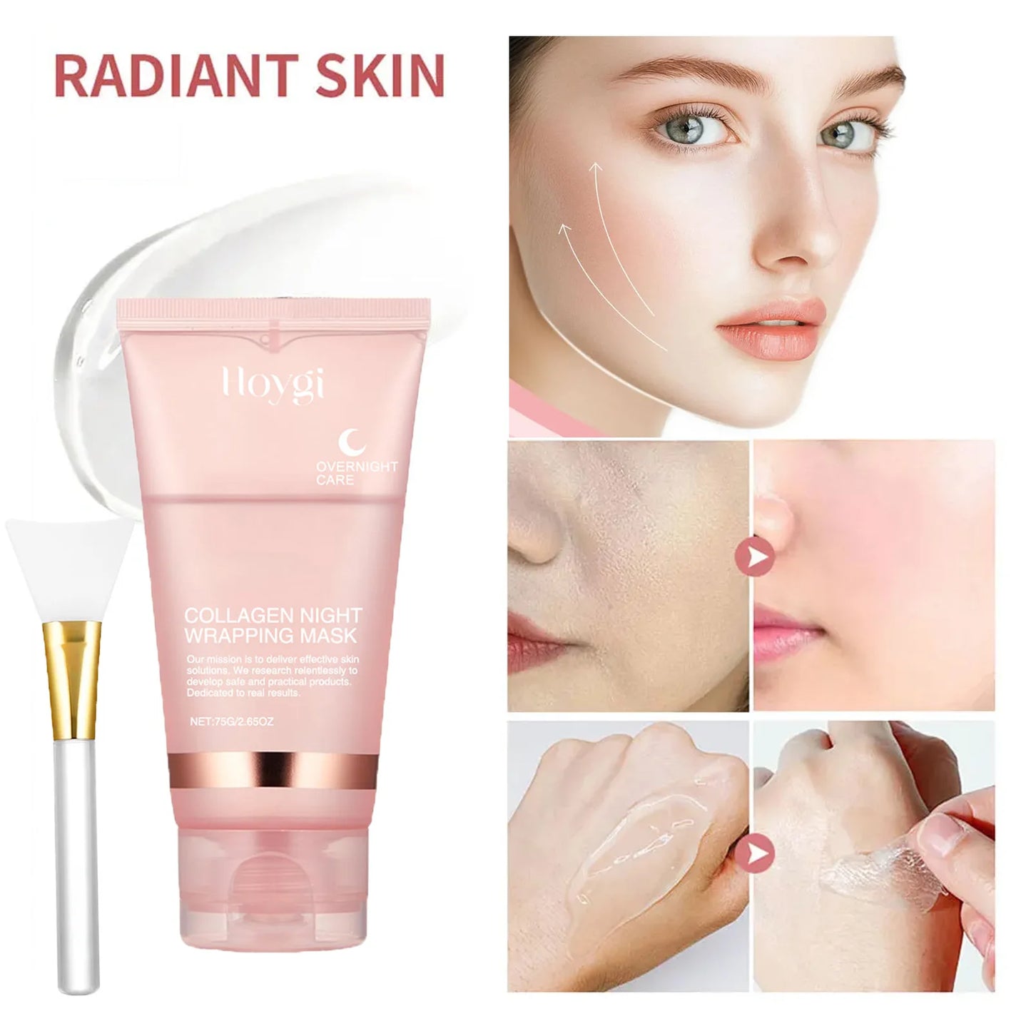 Deep Collagen Mask Peel Off Mask Anti Wrinkle Lifting Face Skin Care Masks Bio Pack Night Wrapping Woman Overnight Skin Hydrates