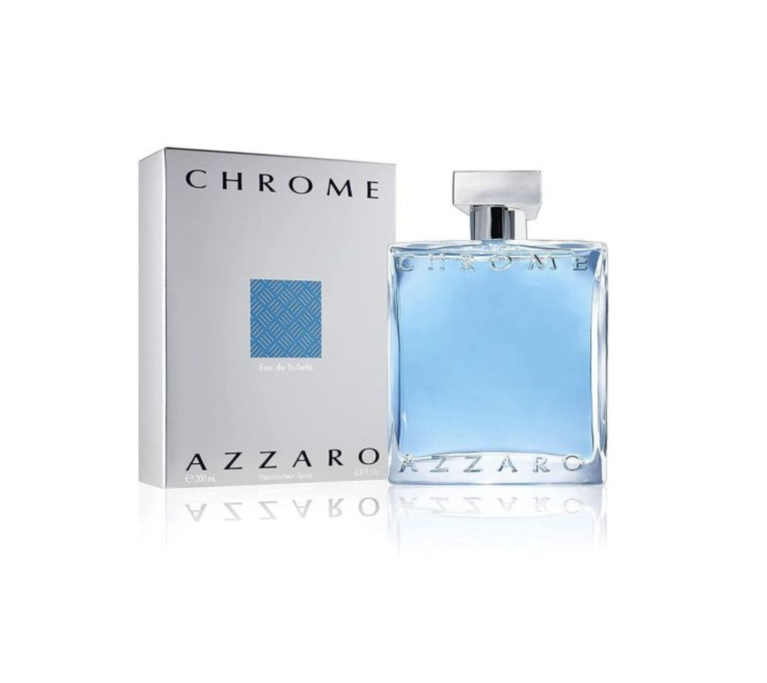 Man wearing Chrome Azzaro cologne, clean fresh scent with citrus and woody notes for a confident masculine look