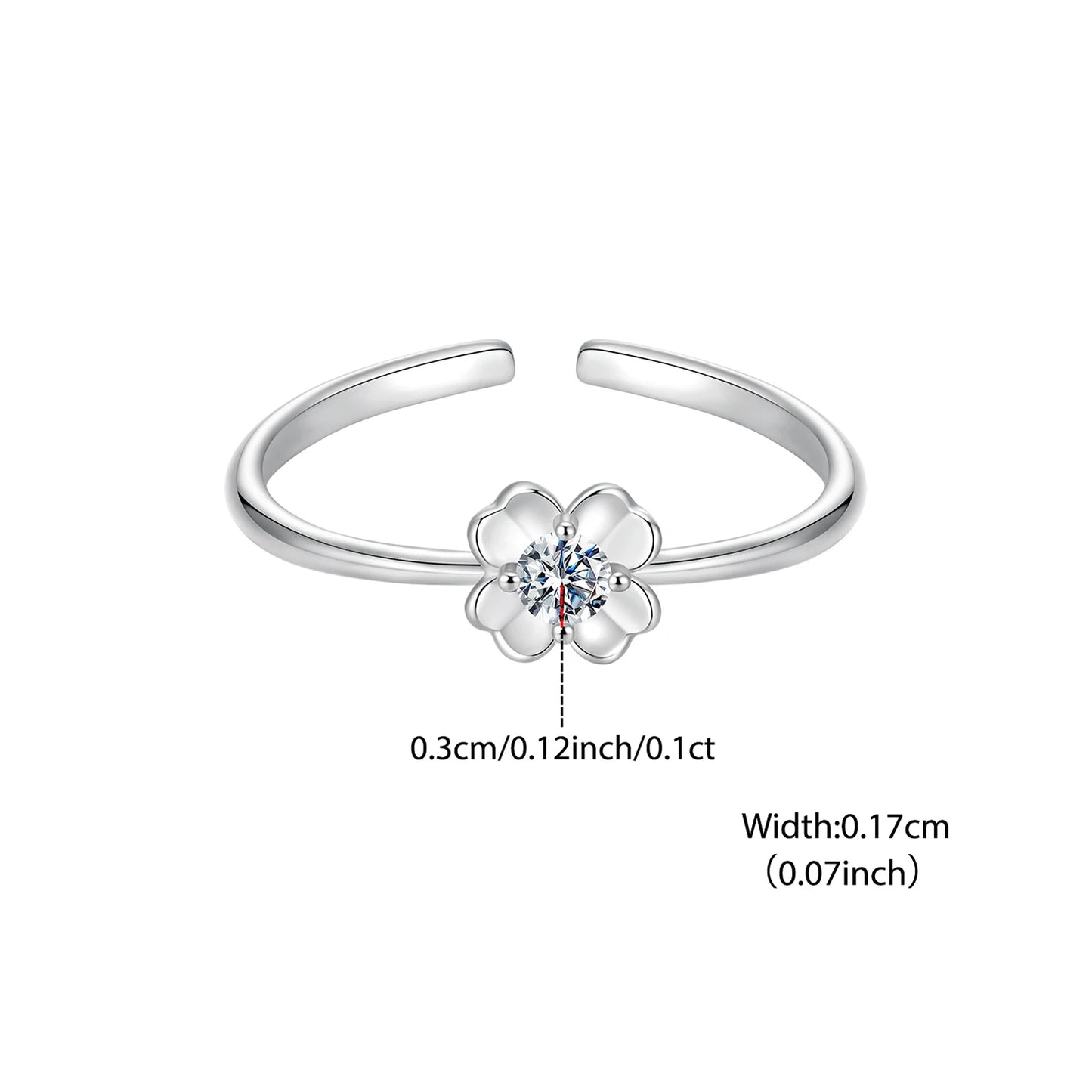 Bamoer Moissanite Jewelry Set Four Leaf Clover Ring Stud Earrings Bracelet 925 Sterling Silver for Wedding Party Jewelry Gift