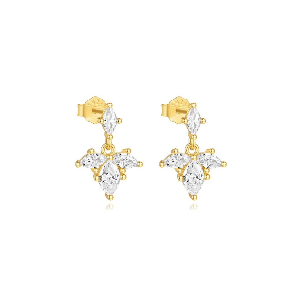 LENNIK New 925 Sterling Silver Gold Stud Earring plated with Clover Pearl Tassel Earring for Women 2024 Luxury Fine Jewelry כסף