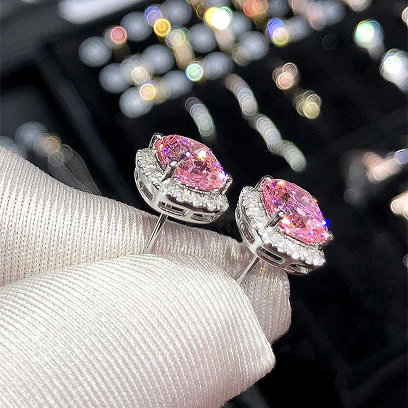 Huitan Classic Cushion Shape Stud Earrings with Brilliant Cubic Zirconia Stone Wedding Engagement Party Luxury Jewelry for Women