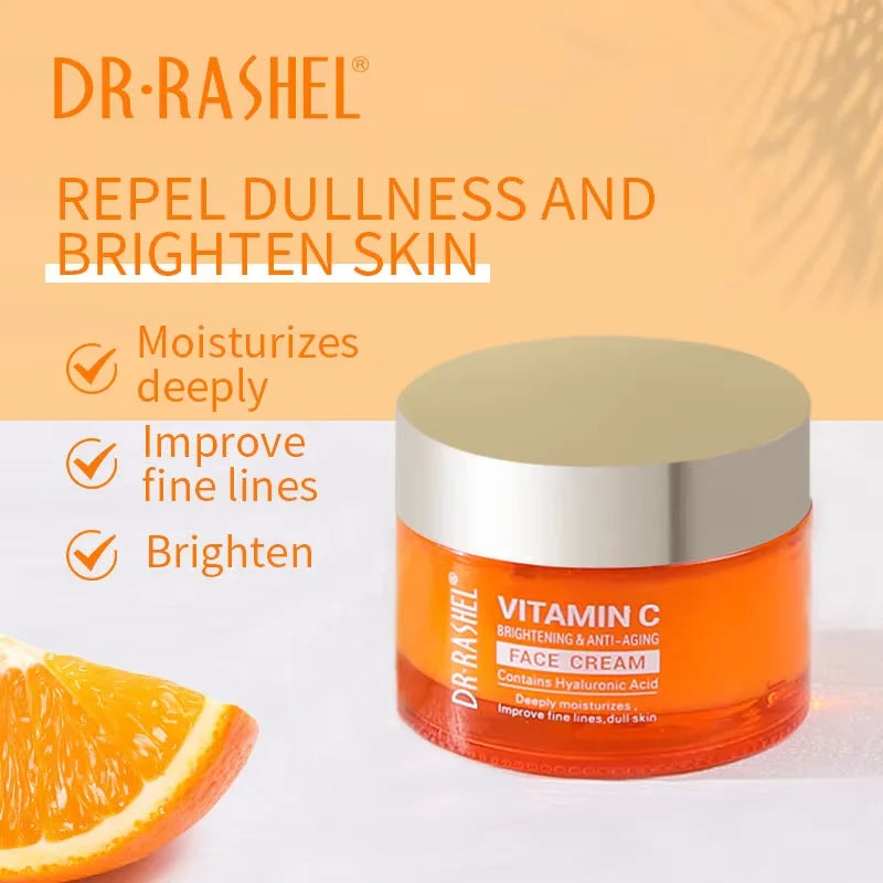 Vitamin C Face Cream Whitening Moisturizing  Improve Fine Lines Dull Skin Hyaluronic Acid Serum