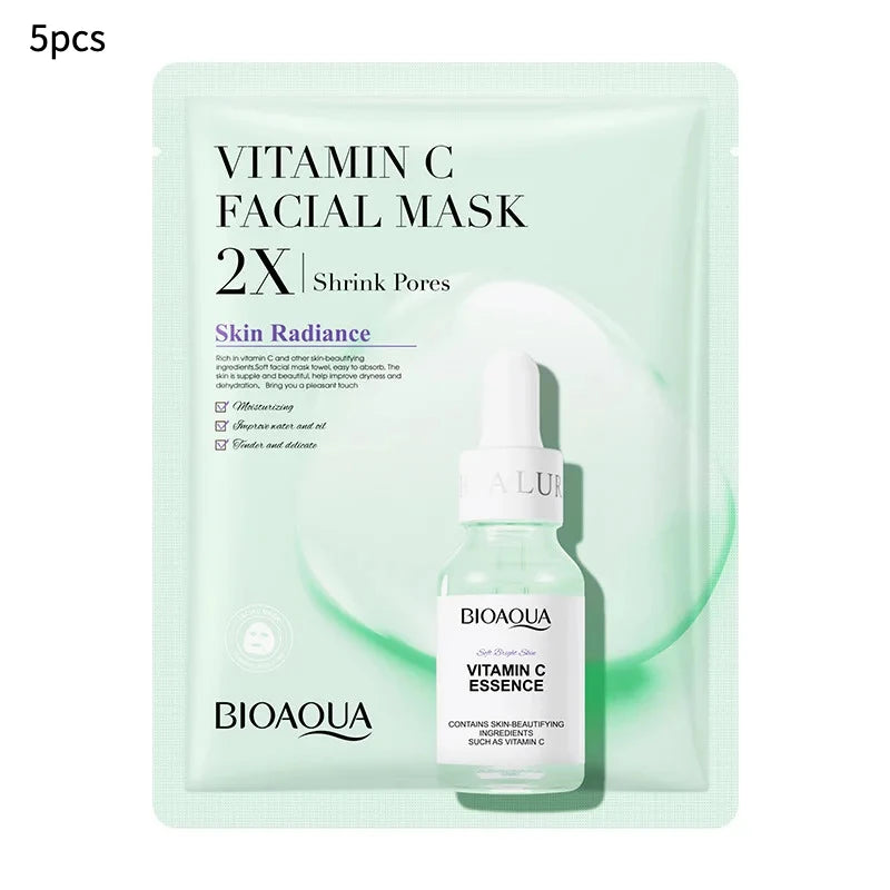 20pcs BIOAQUA Centella Collagen Face Mask VC Moisturizing Refreshing Sheet Masks Hyaluronic Acid  Facial Mask Skin Care Products