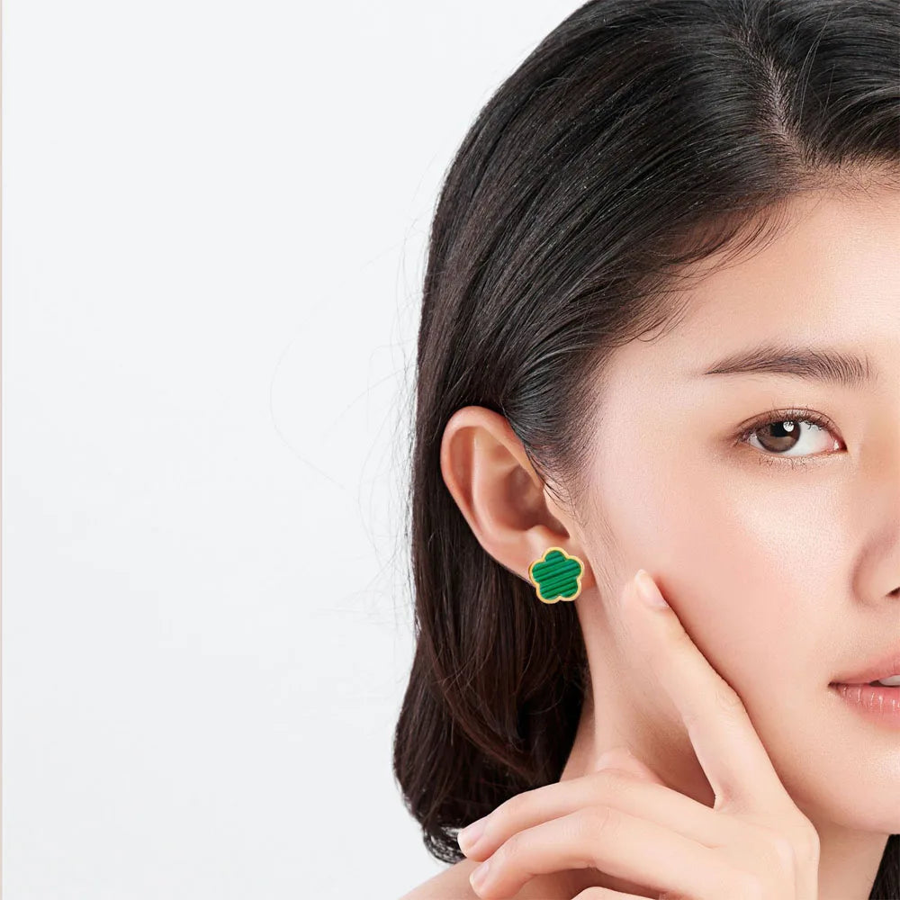Stainless Steel 5 Clover Flower Petal Stud Earrings For Women ew Trand Statement Daily Wear Simple Design Jewelry Gift Party
