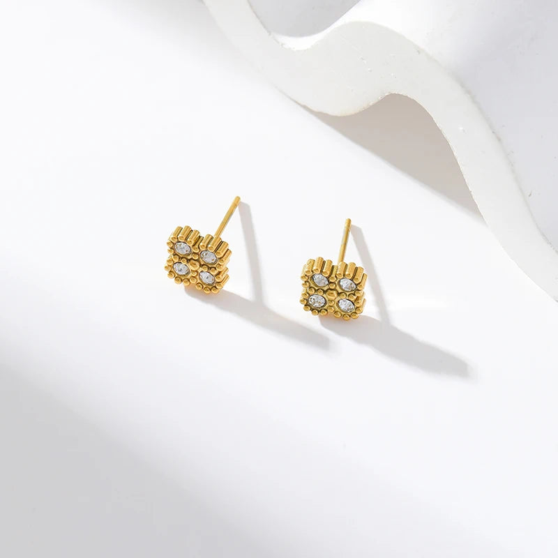 EILIECK 316L Stainless Steel Leaf Clover Zircon Necklace Earrings Bracelet Set For Women New Fashion Waterproof Jewellery Gift
