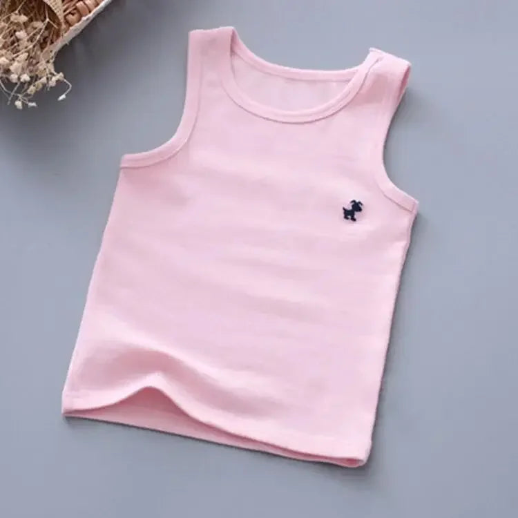 Fashion Children T-shirts for Girls Candy Color Baby Boys Graphic Tee Cotton Vest Tops Kids Summer Clothes Sleeveless T-Shirt