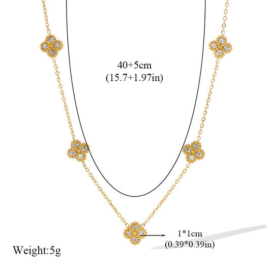 EILIECK 316L Stainless Steel Leaf Clover Zircon Necklace Earrings Bracelet Set For Women New Fashion Waterproof Jewellery Gift