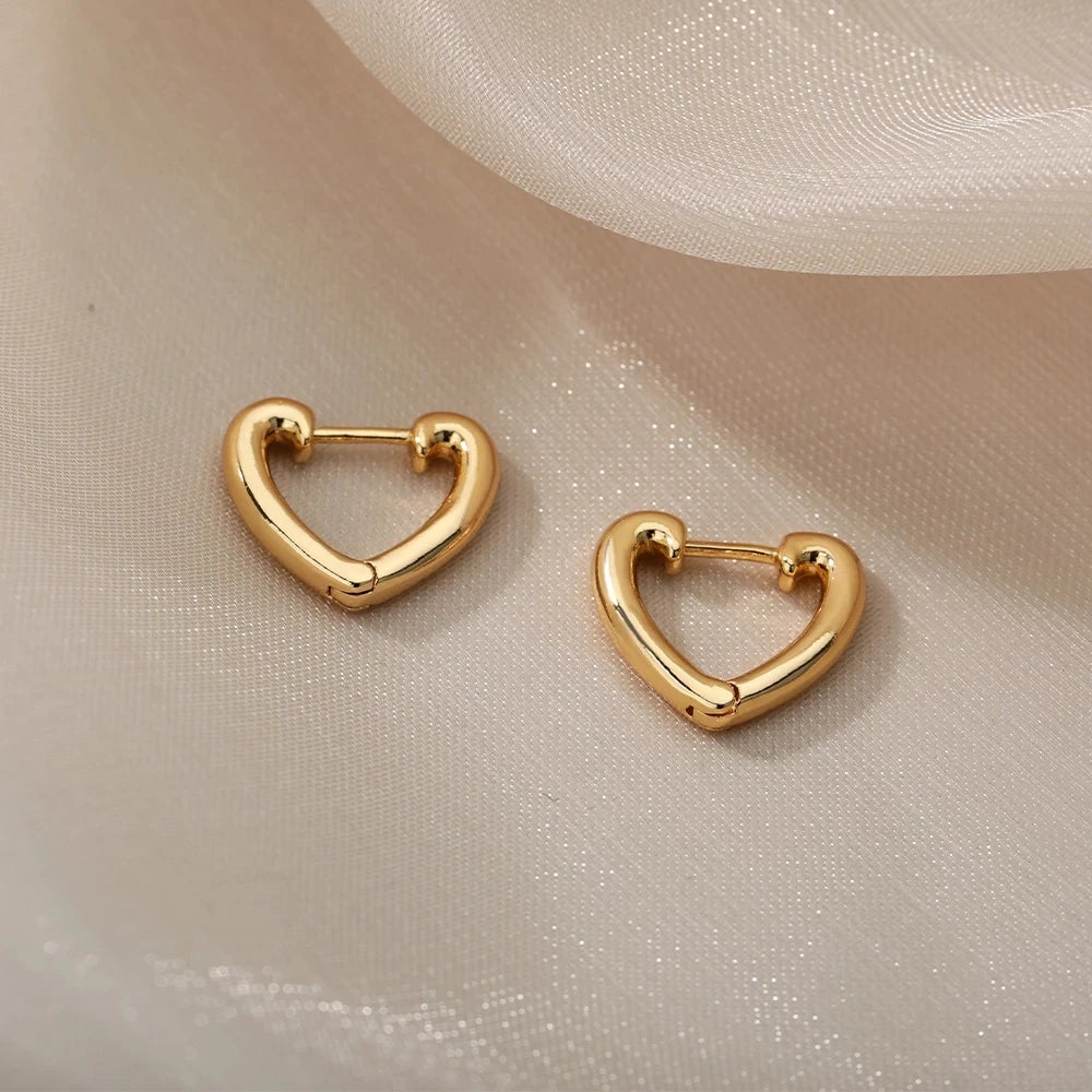 Heart Earrings For Women Girl Stainless Steel Enamel Multicolor Geometric Hoop Earring Sweet Accessory Jewelry Gift Bijoux Femme