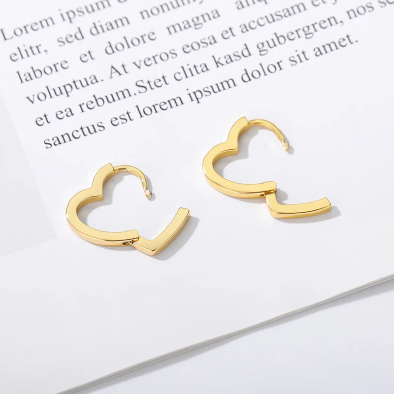 Simple Heart Drop Earrings For Women Stainless Steel Brand Fashion Ear Cuff Piercing Dangle Earring Jewelry Gifts Bijoux Femme