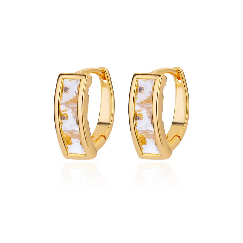 Free Shipping Zircon Geometric Earrings For Women Stainless Steel Gold Color Piercing Earring 2025 Fashion Wedding Jewelry Gift