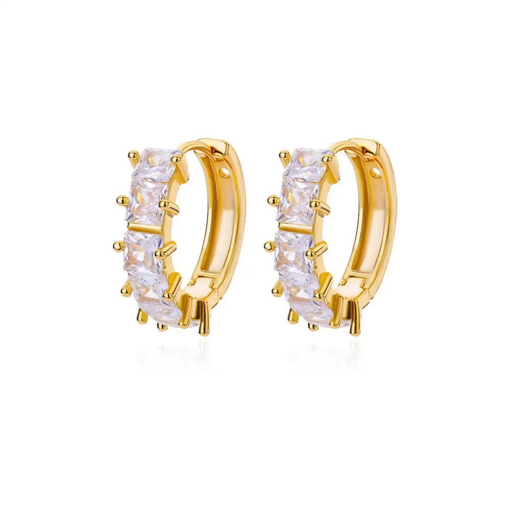Luxruy Zircon Hoop Earrings For Women Stainless Steel Gold Color Round Hoops Earrings 2024 Trend Wedding Jewelry Freeshipping