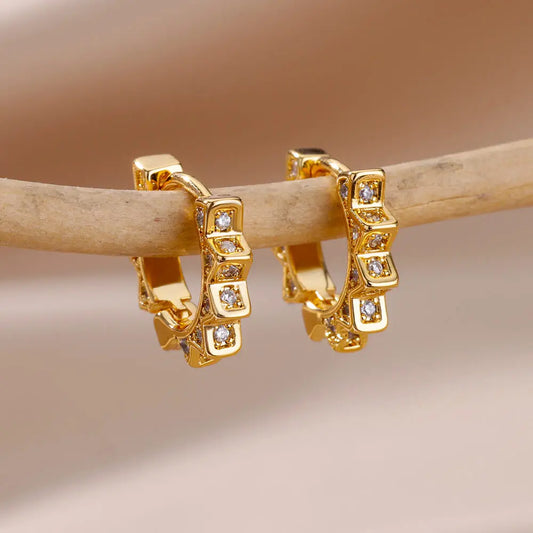 Triangle Zircon Hoop Earrings For Women Stainless Steel Earring Luxury New in Design Wedding 2023 Trending Jewelry aretes mujer