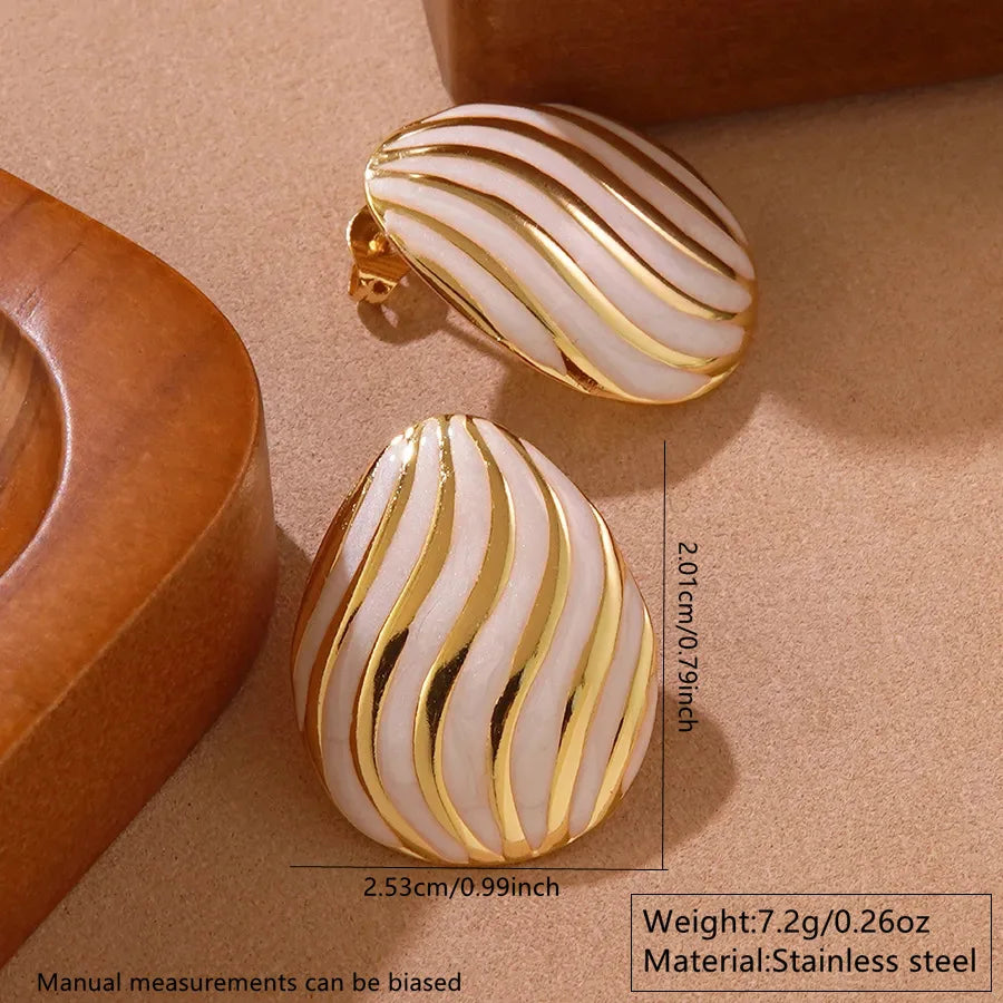 Stainless Steel Dripping Oil Flower Necklace Earring Set Light Luxury High-end Color Drip Glaze Frangipani Jewelry Set