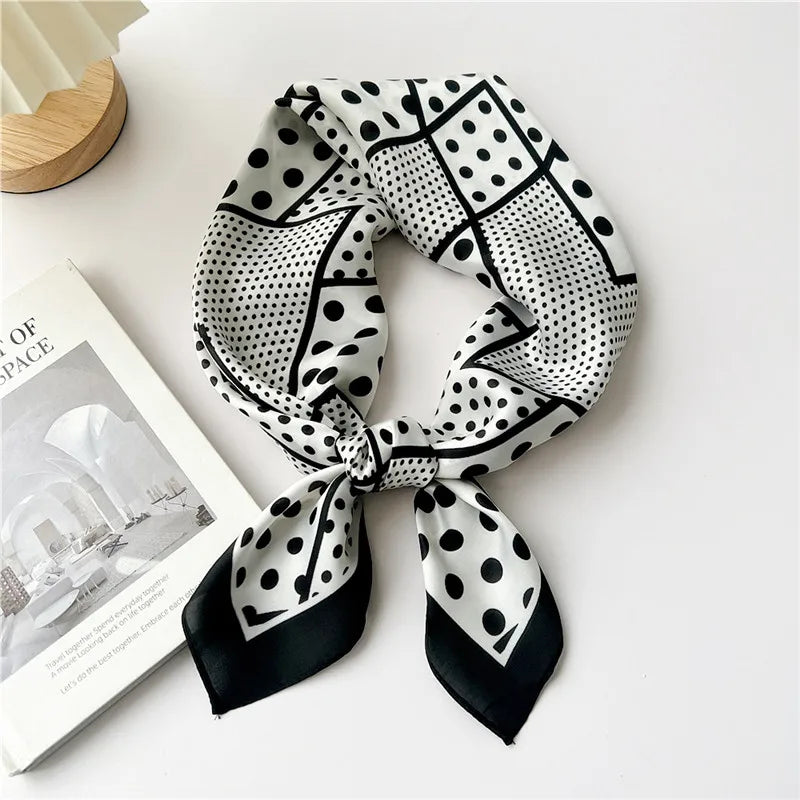 Striped Print Leaf Floral Square Scarves  for Women Kerchief Neckerchief Headband DIY Hair Accessories Decoration Head Scarf