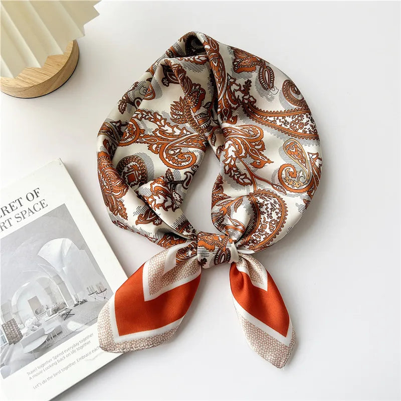Striped Print Leaf Floral Square Scarves  for Women Kerchief Neckerchief Headband DIY Hair Accessories Decoration Head Scarf