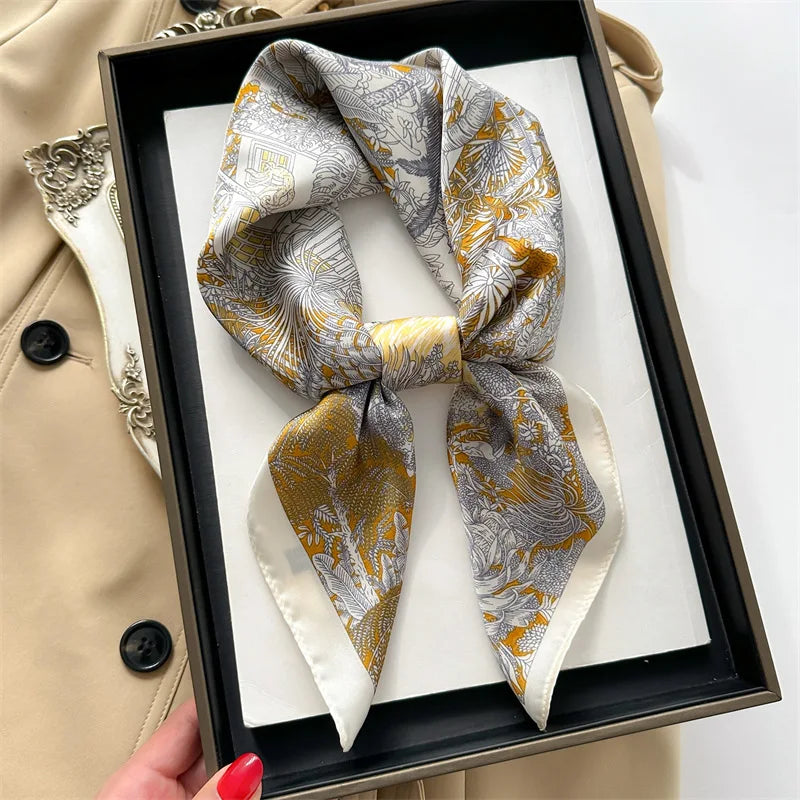 Literary Fashionable New Square Scarf Simulation Silk Silky Scarf Binding Silky Scarf Decorative Headscarf Scarf