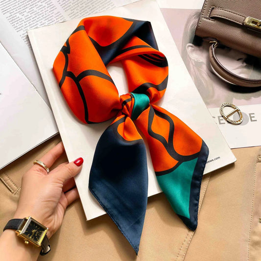 Luxury Print Silk Square Scarf Women 70cmSoft Satin Kerchief Hairband Neckerchief Head Hijab Lady Headband Foulard Bag Ribbon