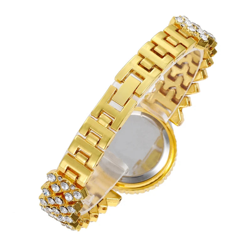 Cross border foreign trade hot selling fashion diamond inlaid alloy steel bracelet bracelet style women's quartz watch in stock