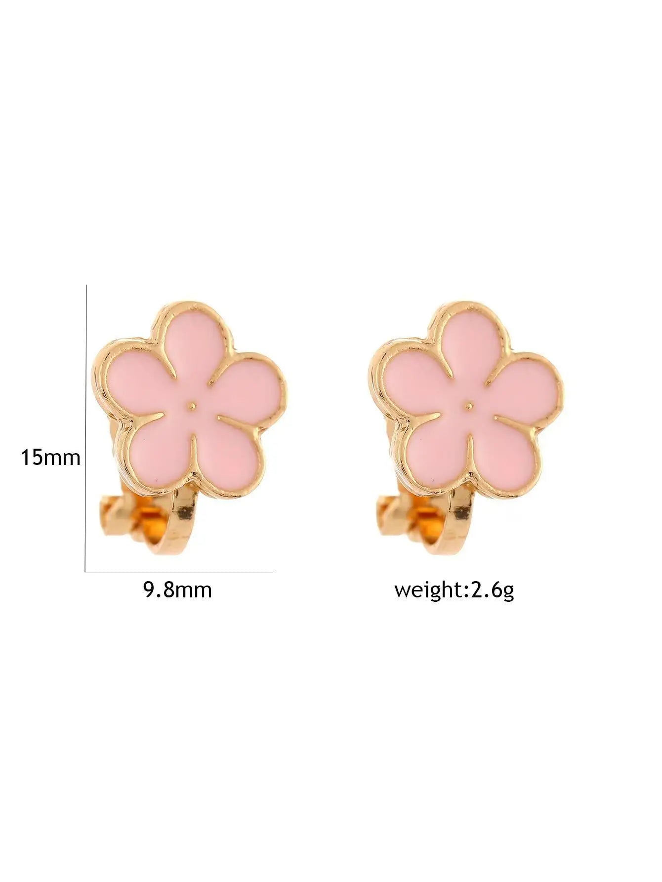 Korean Cute Golden Enamel Flower Clip On Earrings Without Piercing Party No Hole Earcuffs For Women Small Floral Jewelry