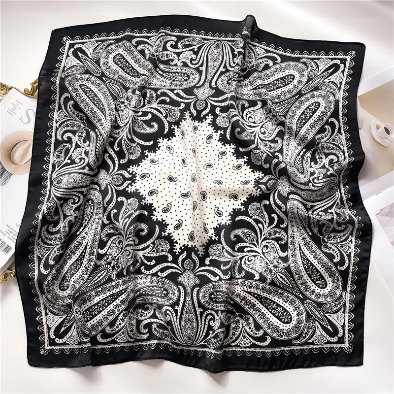 Luxury Horse  Silk Shawl Square Scarf For Women Print Hijab Summer Wraps Neckerchief Female 70*70cm Handkerchief Bandana Girl