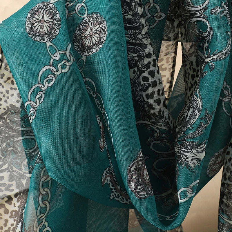 2026 New Print Chiffon Scarf Shawl Women Sunscreen Silk Scarf Turban Long Wrap Beach Travel Outdoor Accessories Trendy Headband