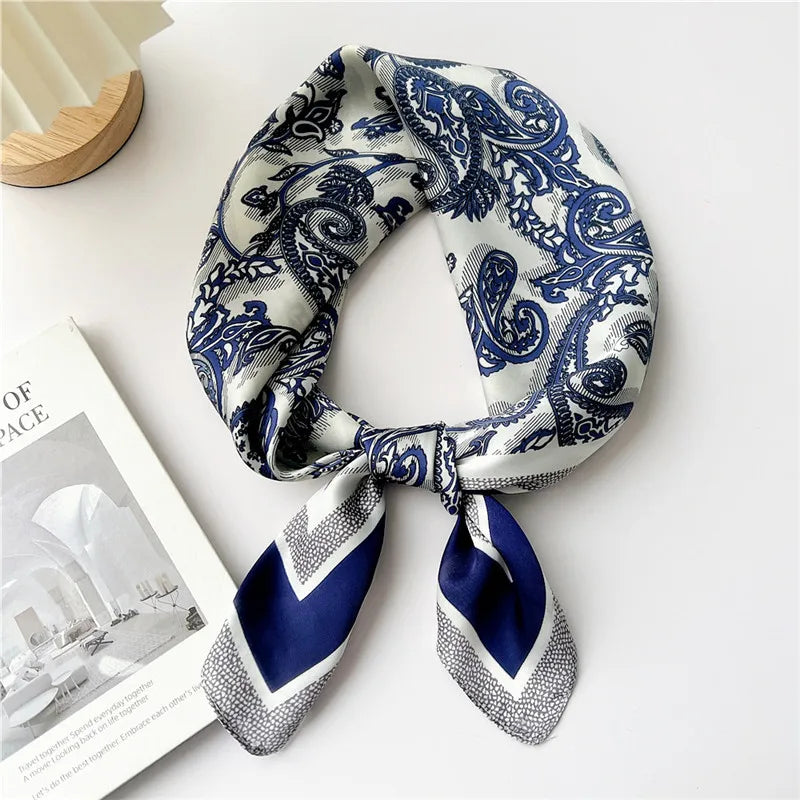 Striped Print Leaf Floral Square Scarves  for Women Kerchief Neckerchief Headband DIY Hair Accessories Decoration Head Scarf
