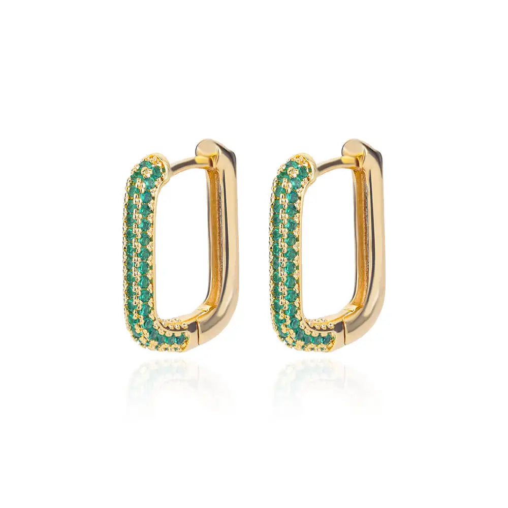 Free Shipping Zircon Geometric Earrings For Women Stainless Steel Gold Color Piercing Earring 2025 Fashion Wedding Jewelry Gift