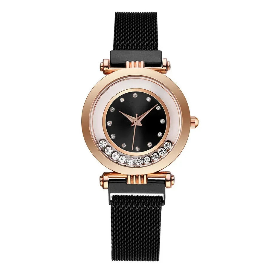 Fashion Luxury Watches for Women Stylish Elegant Strap Buckle Rhinestones Magnetite Magnet Ball Ladies Female Wrist Watch Clock